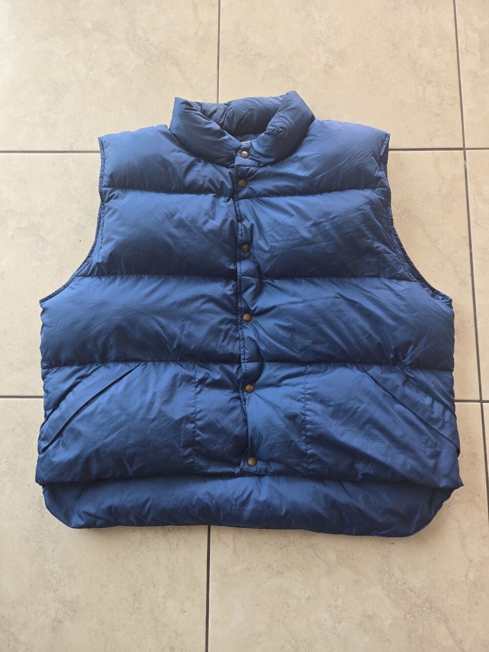 L.L. Bean Puffer Vest Mens 2xl Reg Blue Snap Front Insulated Packable